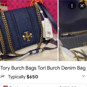 Tory Burch Denim bag nwt with tag and dust bag orginal